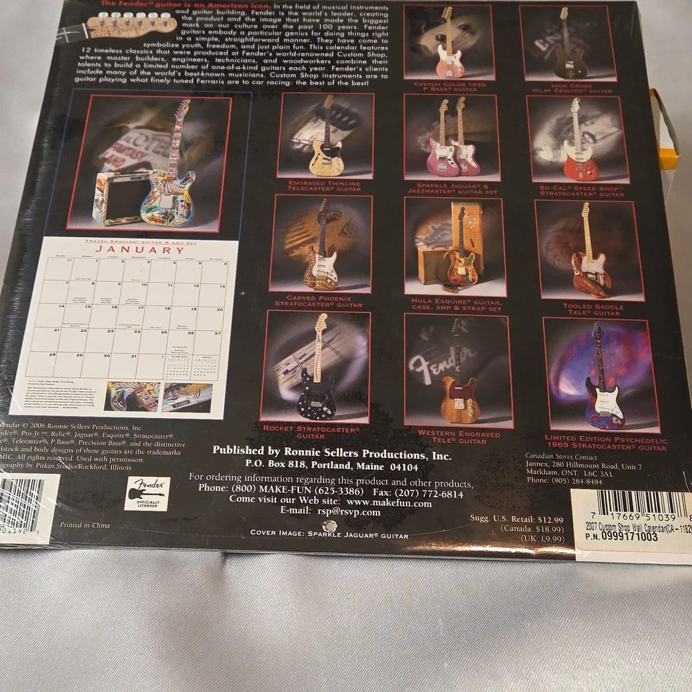 Fender Custom Shop Calendar 2007 Guitars Vintage Music Office Decor
